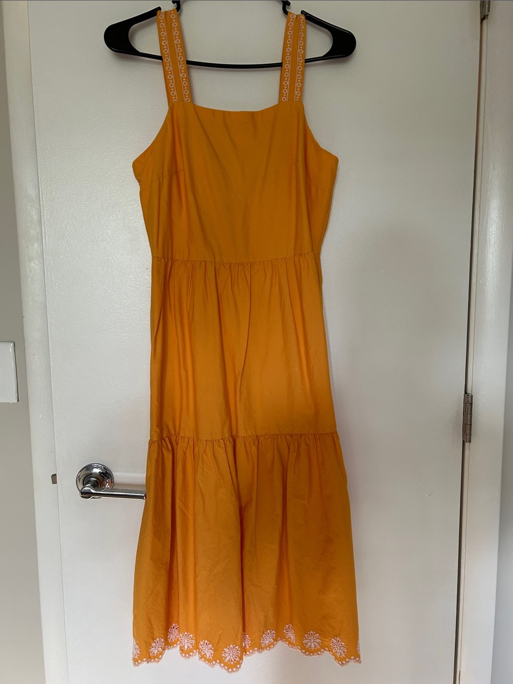 J. Crew Orange Embroidered-Strap Sundress